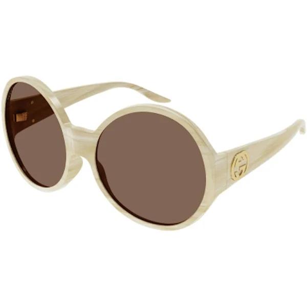 Gucci GG0954S 006 Beige/Brown Round Women's Sunglasses