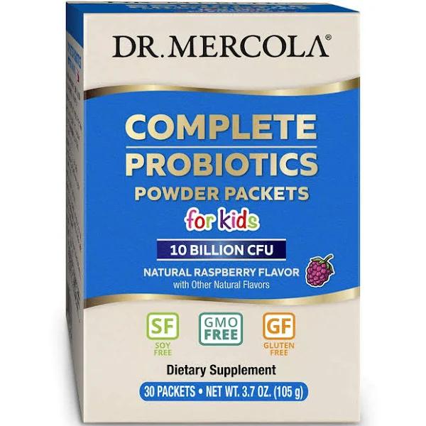 Dr. Mercola, Complete Probiotics Powder Packets For Kids, Natural Raspberry , 10