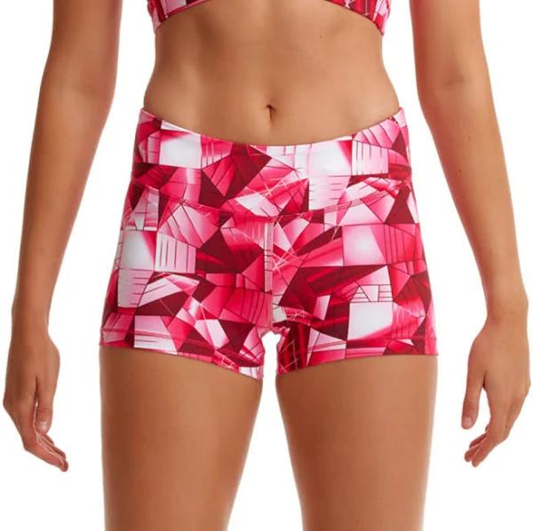 Funkita Fit Mimi Mini Gym Short Pink Pane | Ladies Activewear