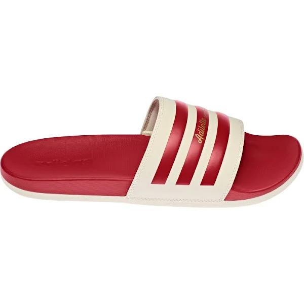 adidas-Adilette Comfort Slides-Unisex-Wonder White / Vivid Red / Gold Metallic-13