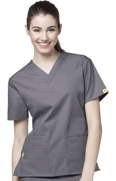 WonderWink Scrubs Bravo V-Neck Top - XS - Pewter