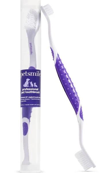 PETSMILE Professional Pet Toothbrush - Patented 45° Dual-ended Brush Head