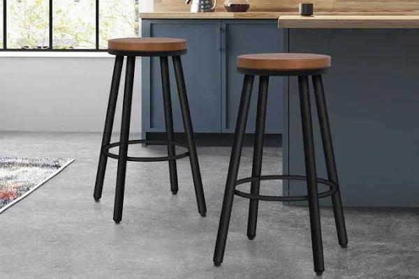 ALFORDSON 2x Bar Stools Retro Kitchen Vintage Chair Industrial Rocio Black