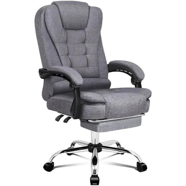 ALFORDSON Office Chair Gaming Executive Computer Racer Footrest Fabric Grey