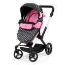 Bayer Xeo Compact Doll Pram - Pink w/White Hearts & Pink Bow New