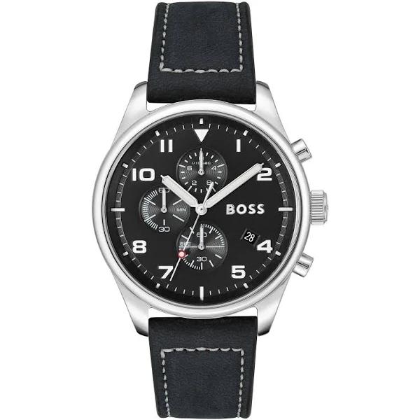 Hugo Boss Black Leather Chronograph Men's Watch - 1513987