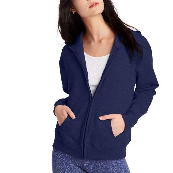 Hanes O4637 ComfortSoft EcoSmart Women's Full-Zip Hoodie Sweatshirt - Navy, L