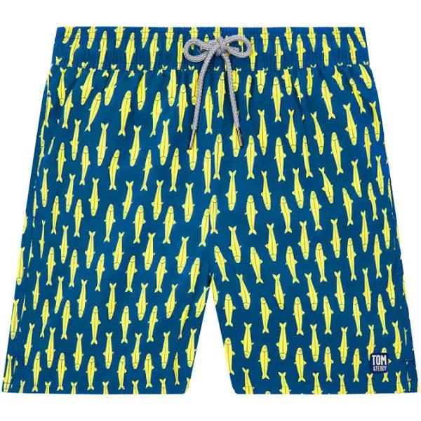 Men's Swim Shorts | Navy & Yellow Sardines | Tom & Teddy