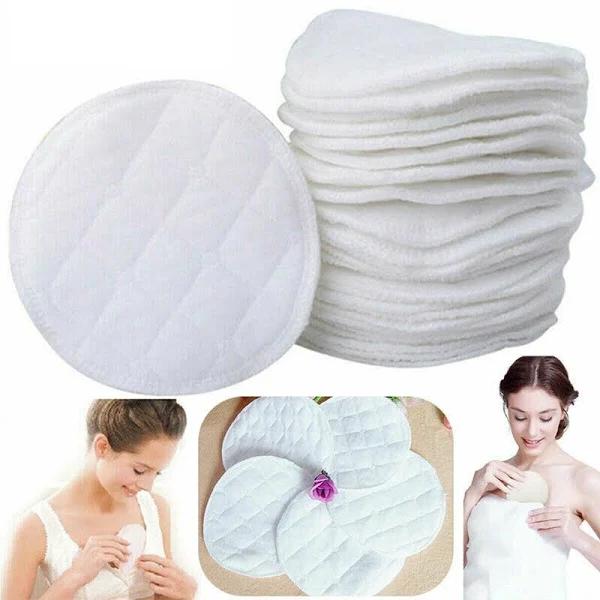 24x Bamboo Cotton Reusable Breast Pads Nursing Organic Plain Washable Pads White