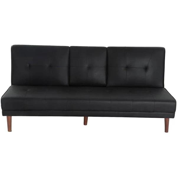 3 Seater Adjustable Sofa Bed With Cup Holder Black