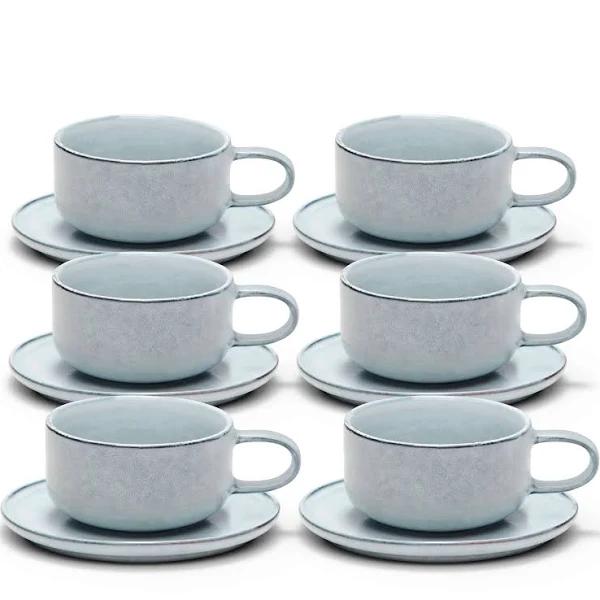 Relic Tea Cups & Saucers 260ml - Set of 6 - Blue