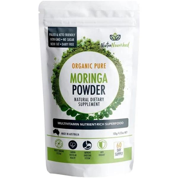 Organic Pure Moringa Leaf Powder - 120g - 1 Month Supply