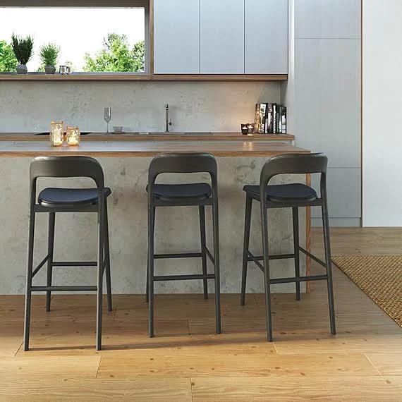 MELLILA Leatherette Bar Stool Black by Freedom