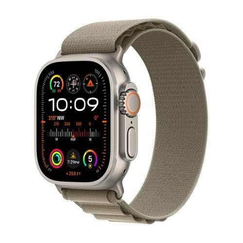 Apple - Apple Watch Ultra 2 GPS Cellular 49mm Titanium Case with Olive Alpine Loop - Large - Titanium - MRF03LL/A - 194253830054