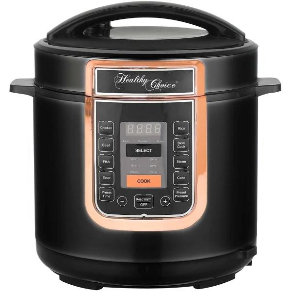 Healthy Choice 6L Electric Slow & Pressure Cooker (Black) 8 Programs, 1000W