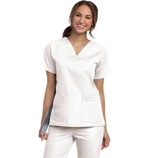 Landau 8219 Women's V-Neck Tunic - White, 4XL