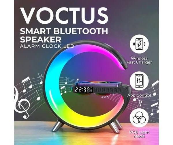 VOCTUS 5 in 1 Bedside Table Lamp with 15W Quick Wireless Charger Black