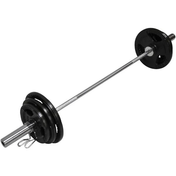 54kg Total - 150cm Olympic Barbell Bar - 5kgx2 + 7.5kgx2 + 10kgx2 Weight Plates Free Spring Collar