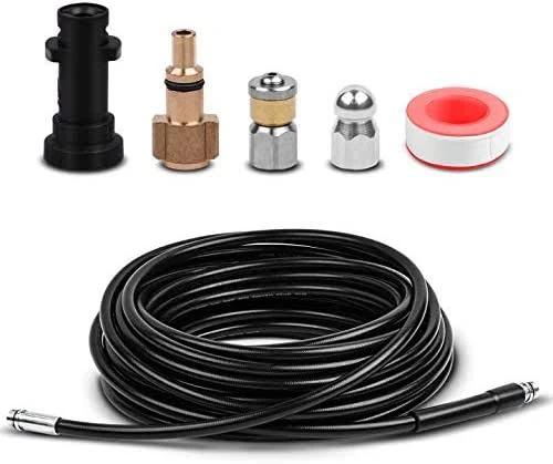 DERASL 15m High Pressure Washer Drain Hose Cleaning Kit For Karcher K2-K7 Series and Lavor High Pressure Washer, With Adapter, Very Suitable For Drai