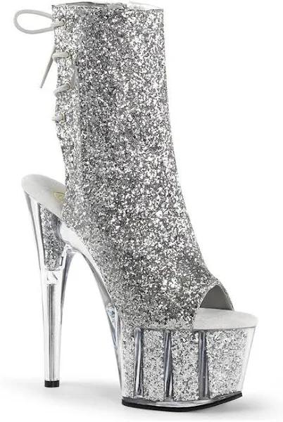 Pleaser ADORE-1018G Silver Glitter/Silver Glitter Size 10