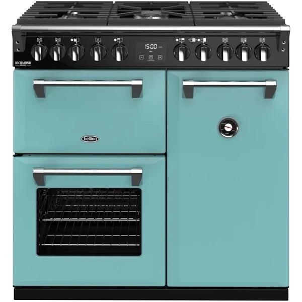 Belling 900mm Colour Boutique Richmond Deluxe Dual Fuel Range Cooker - Country Blue