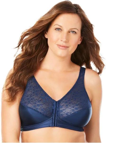 Exquisite Form Front Close Wireless Lace Posture Bra - Time Square Navy - 20D