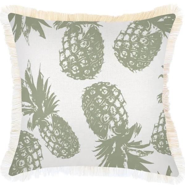 Cushion Cover Coastal Fringe Pineapples Sage 45cm x 45cm