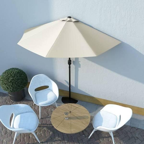 vidaXL - Balcony Parasol With Aluminium Pole Half - Taupe - 300x150 cm