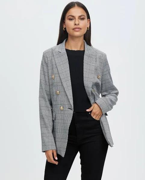 Atmos&Here - Women's Black Blazers - Carolina Check Blazer - Size 10 at The Iconic