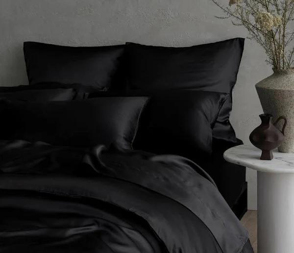 Bedding Co. 100% Mulberry Silk Pillow Case | Black | European