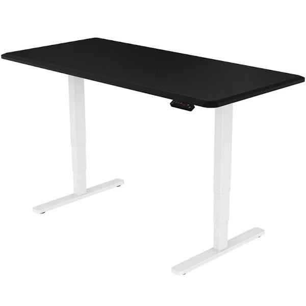 FORTIA Standing Desk, 150x70cm, 62-128cm Height, 2 Motors, 120kg Load, Black/White Frame