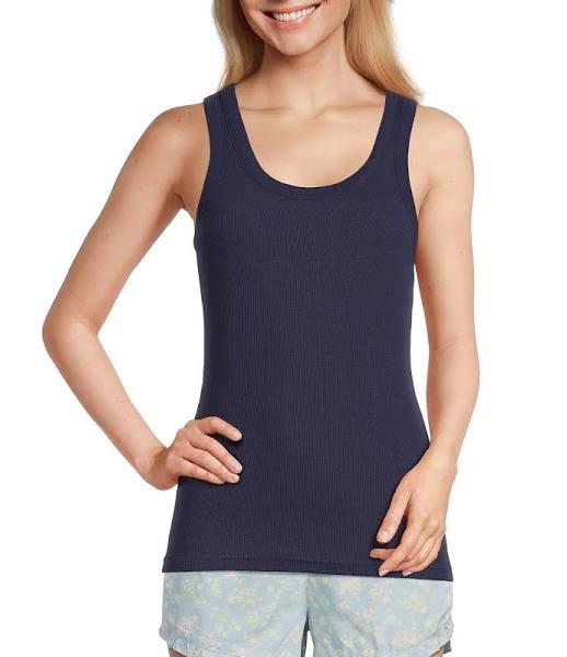 David Jones Papinelle Milla Rib Shelf Bra Tank Top in Navy, Size XL