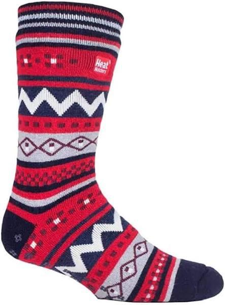 Heat Holders Soul Warming Dual Layer Thermal Slipper Socks -Mens Navy Red / UK 6-11