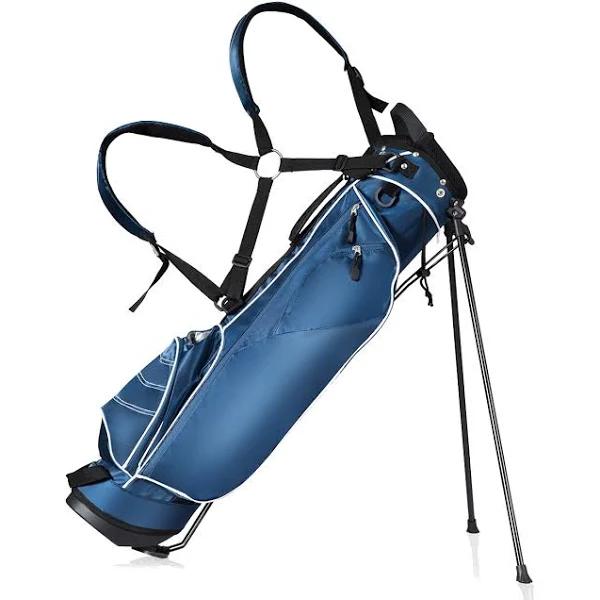 Costway Golf Stand Cart Bag Club w/4 Way Divider Carry Organizer Pockets Storage Blue