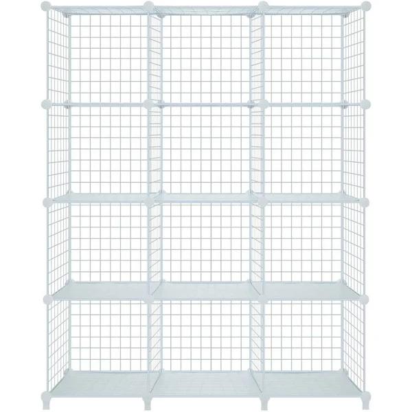 Ausway 12 Cube Metal Wire Storage Shelf Modular Organizer DIY Storage Rack White