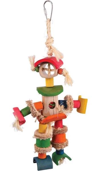 Kazoo Bird Toy Man with Sisal Rope and Chips