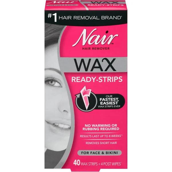 Nair Wax Ready-Strips Hair Remover for Face and Bikini - 40 count