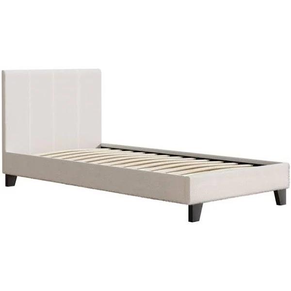 Bed Frame Single Size Boucle Fabric Mattress Base Platform Wooden