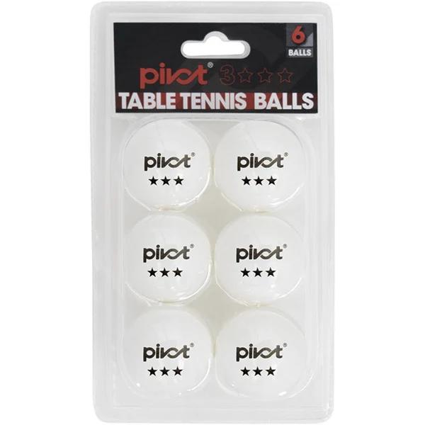 6pc Pivot Sport 4cm 3 Star Table Tennis/Pin Pong Training/Practising Balls White