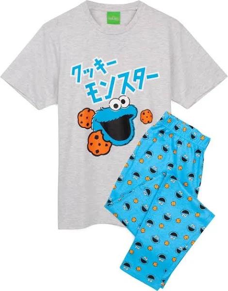 Sesame Street Mens Cookie Monster Pyjama Set Blue S