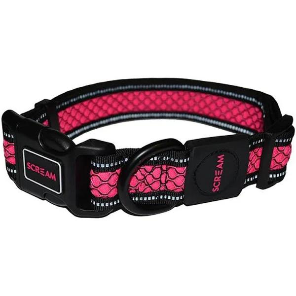 Scream Reflective Adjustable Dog Collar Loud Pink - 4 Sizes