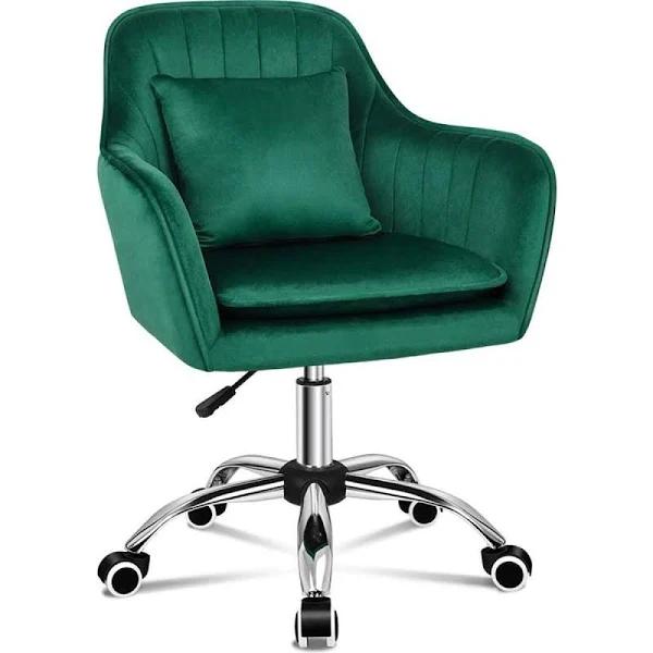 ALFORDSON Velvet Office Chair Computer Desk Chairs Swivel Armchair Work Seat Green Adult Kids