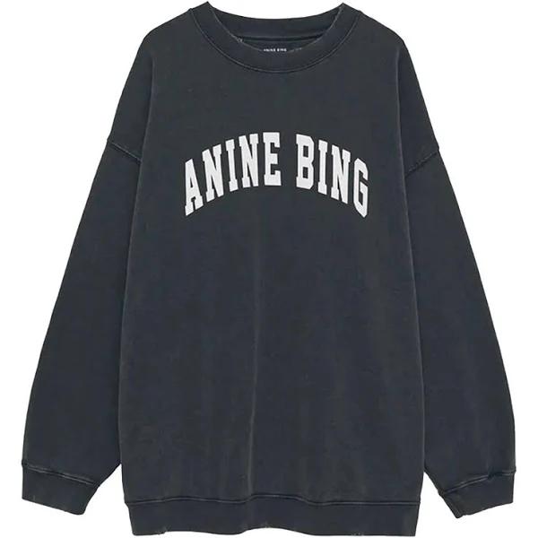 Anine Bing Tyler Sweatshirt in Washed Black - Size XS