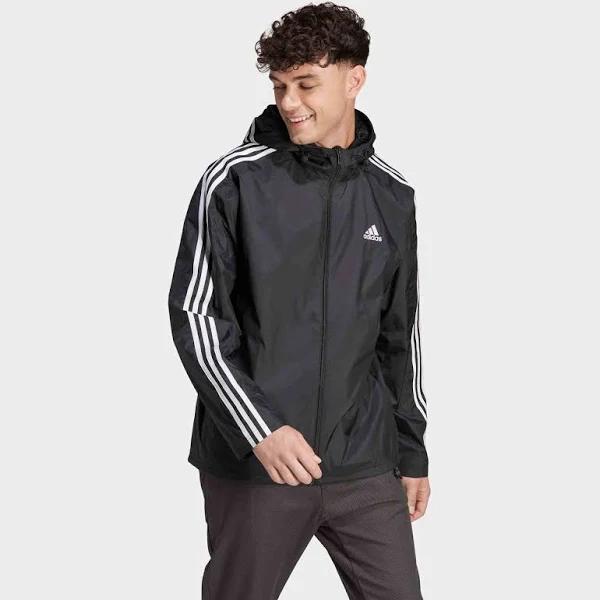 adidas-Essentials 3-Stripes Woven Windbreaker-Men-Black-L