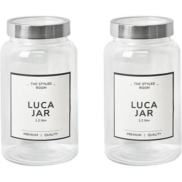 Glass Jars w/ S.Steel Lid 1200ml [12 Pack] Food Storage Containers Jars Canister Pantry Conserve Preserving Canning Pickling Spice Honey Cookie Jars