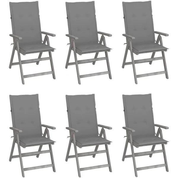 vidaXL Garden Reclining Chairs 6 Pcs with Cushions Solid Acacia Wood