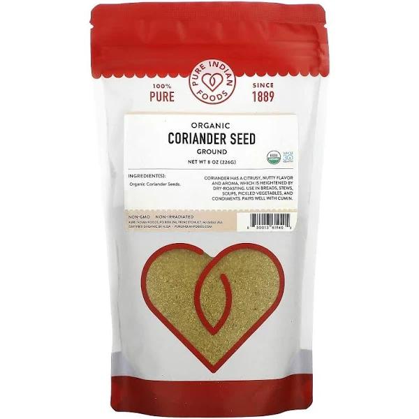 Pure Indian Foods, Organic Coriander Seed, Ground, 8 oz (226 g)