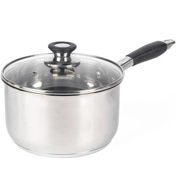 Salter 20cm Stainless Steel Saucepan Black Handle