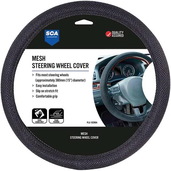 SCA Steering Wheel Cover - Mesh, Black, 380mm Diameter