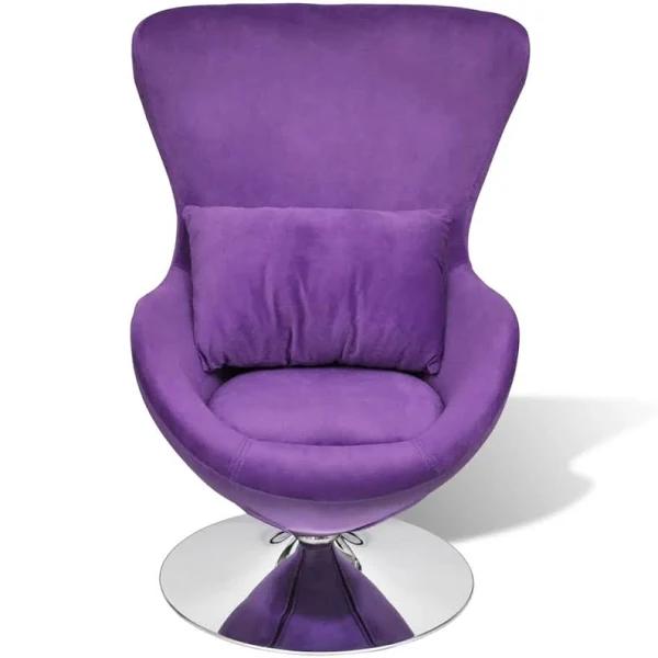 Swivel Egg Chair with Cushion Small Purple Velvet